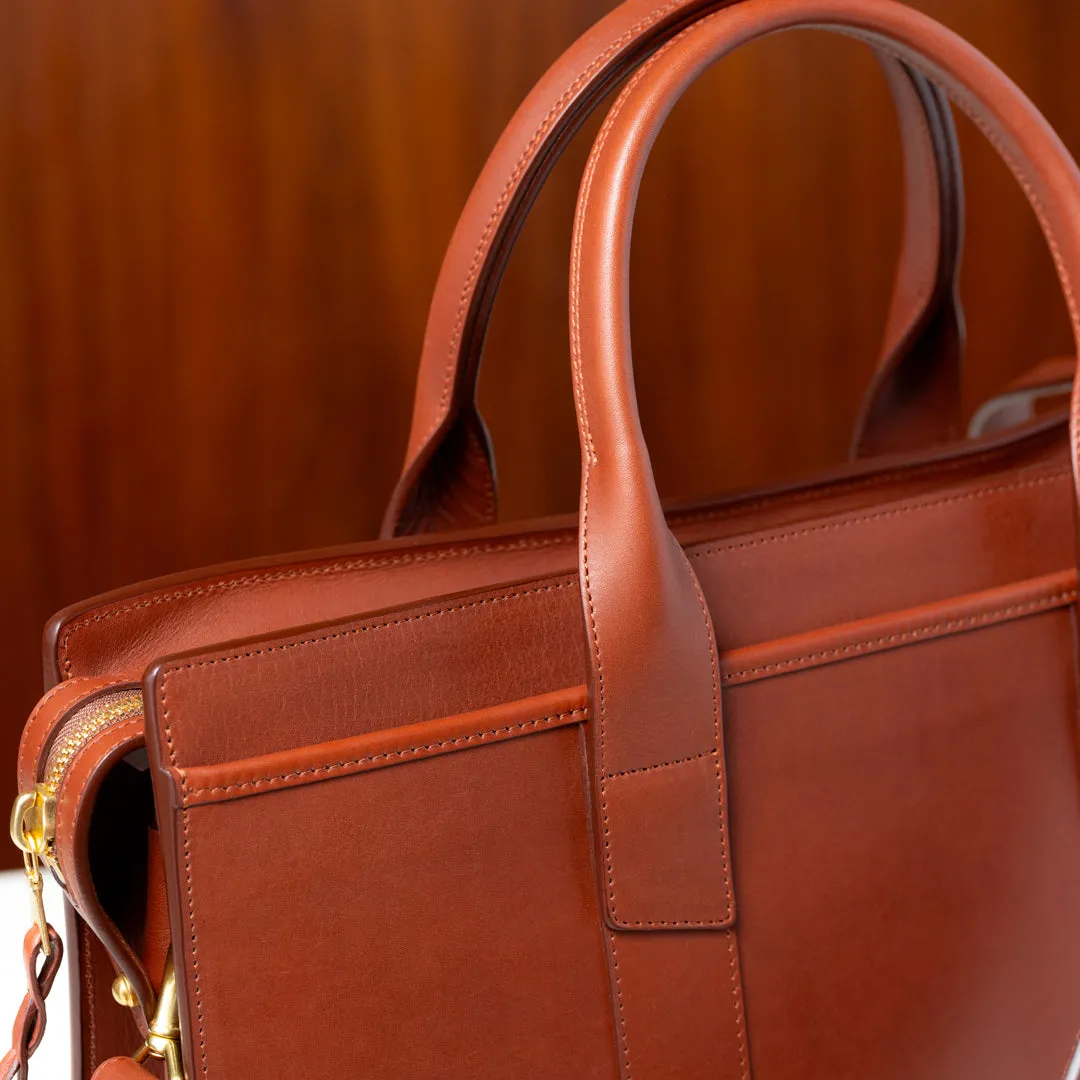 Zip-Top Leather Briefcase